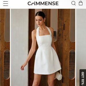 Commense White Halter Dress